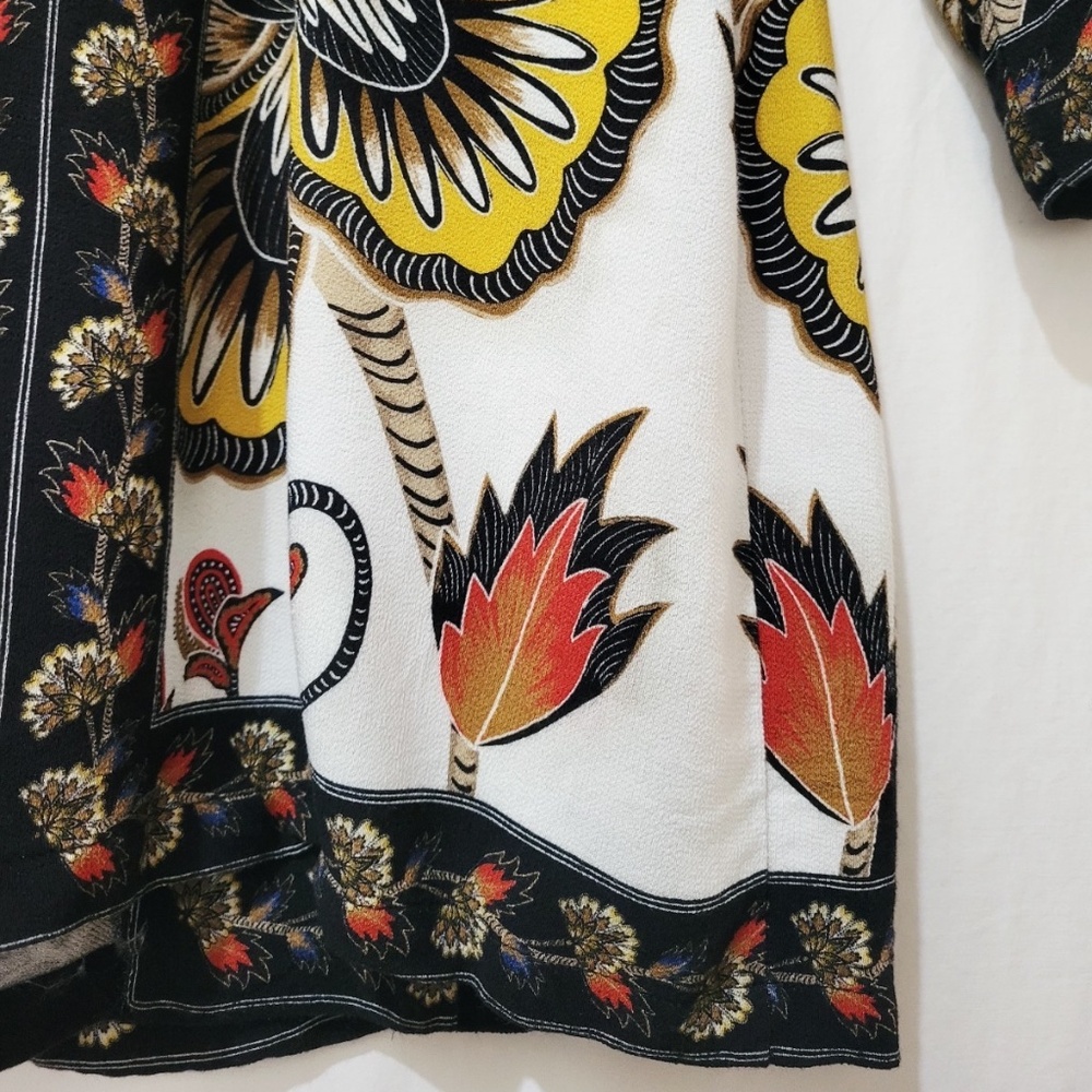 Farm Rio Maxi Floral Print Crepe Wrap Mini Dress in Black Multi - Picture 12 of 14